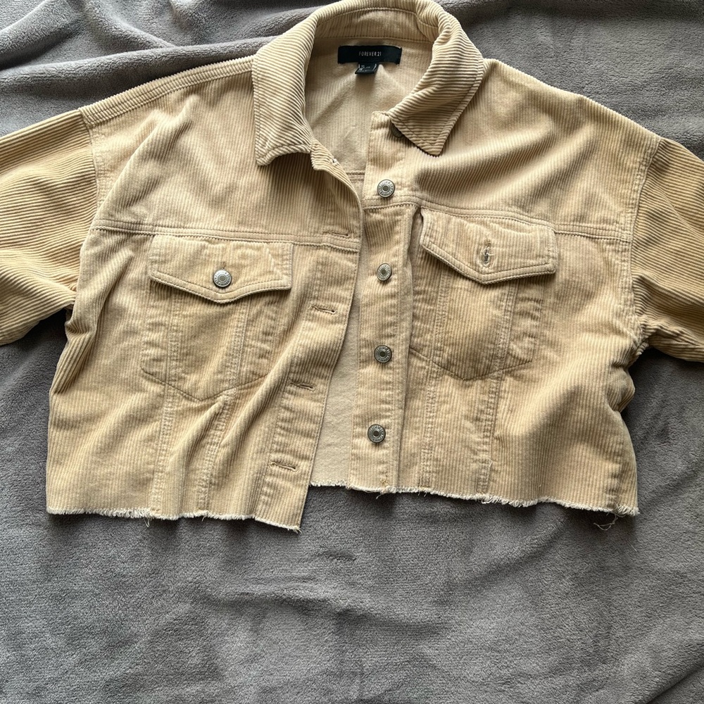 Forever 21 Beige Corduroy Cropped Jacket